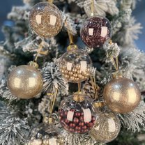 Twfbrm 9ct Clear Christmas Ball Ornaments, 3.15" Shatterproof Plastic Decorative Ball Pendants with Stuffed Delicate Sparkling, Glitter Xmas Tree Hanging Baubles Christmas Decorations for Holiday