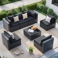 thumbnail image 3 of ELPOSUN 7 Pieces Patio Furniture Set, Outdoor Furniture Sectional Rattan Sofa for Backyard Garden Black, 3 of 7
