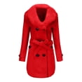 thumbnail image 4 of WREESH Manteau d'Hiver en Laine à Col Rabattu pour Femmes Trench à Manches Longues, 4 of 5