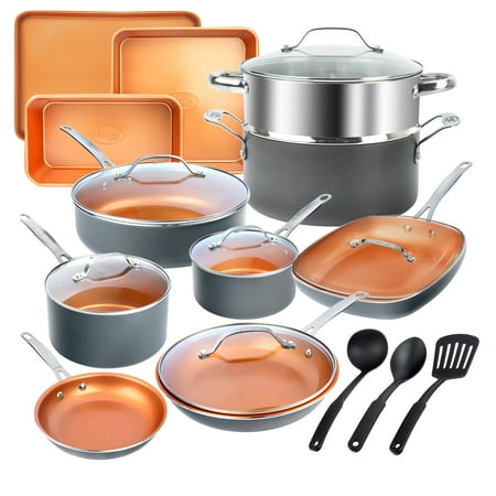 

Gotham Steel Pots and Pans Set 20 Piece Cookware Set with Nonstick Ceramic Copper Coating