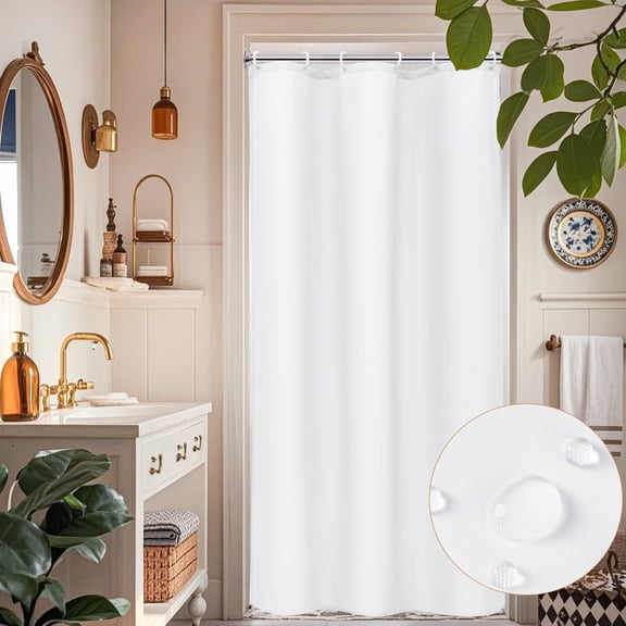 Inosoo Fabric Stall Shower Curtain Liner, 36"W x 72"H Small Narrow Size Waterproof & Machine Washable Cloth Shower Liner, White