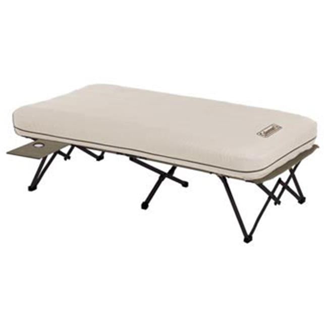 coleman twin airbed folding cot with side table and 4d battery pump