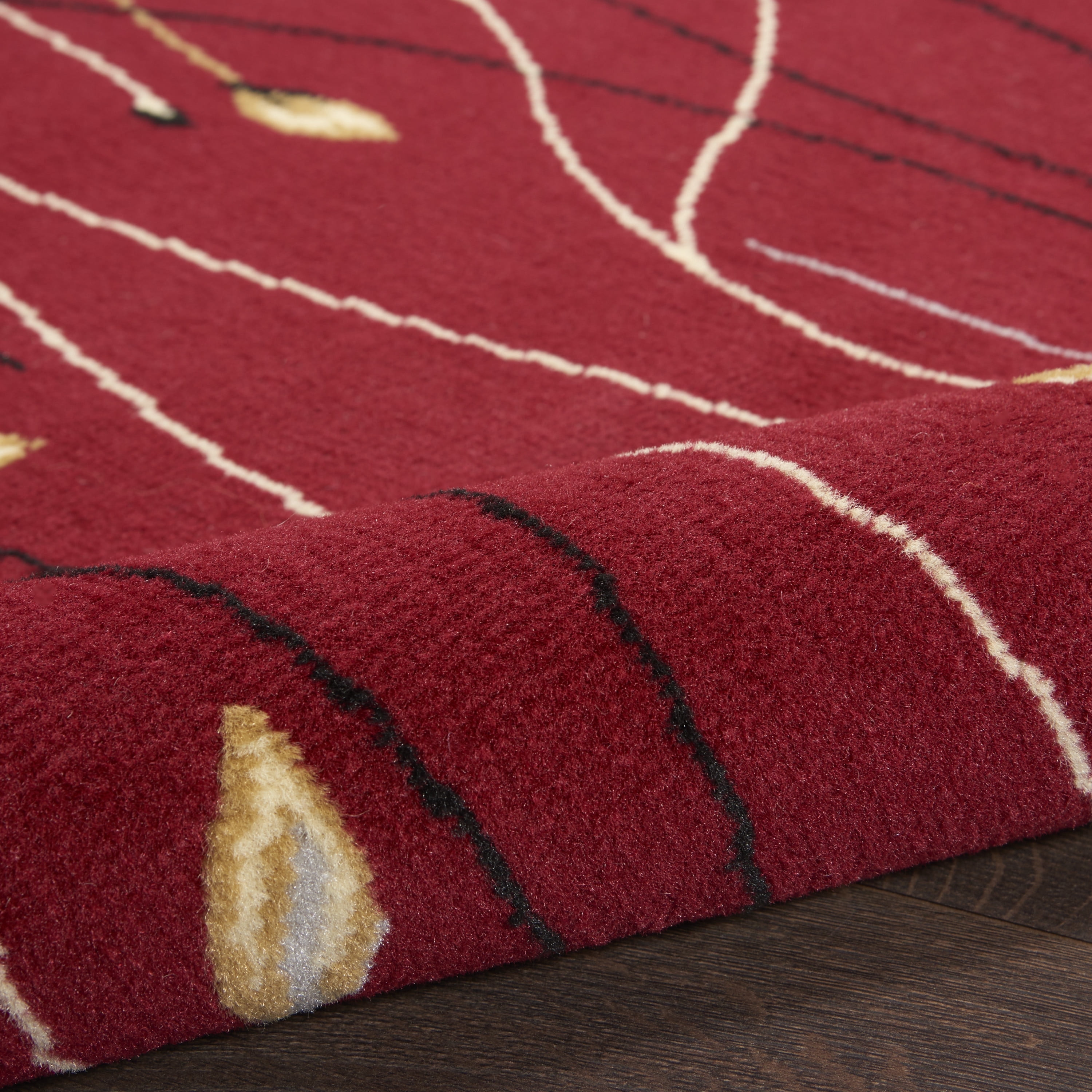Nourison Grafix Transitional Botanical Red 2'3" x 7'6" Area Rug, (8' Runner)