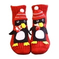 thumbnail image 3 of Red Penguin Knit Cute Floor Socks - Hand-Crocheted Winter Warm Socks, Festive Christmas Gift for Adults, Soft Fabric for Indoor Use, Adorable Red Penguin Design, Adds Fun to Winter Wear, G, 3 of 6
