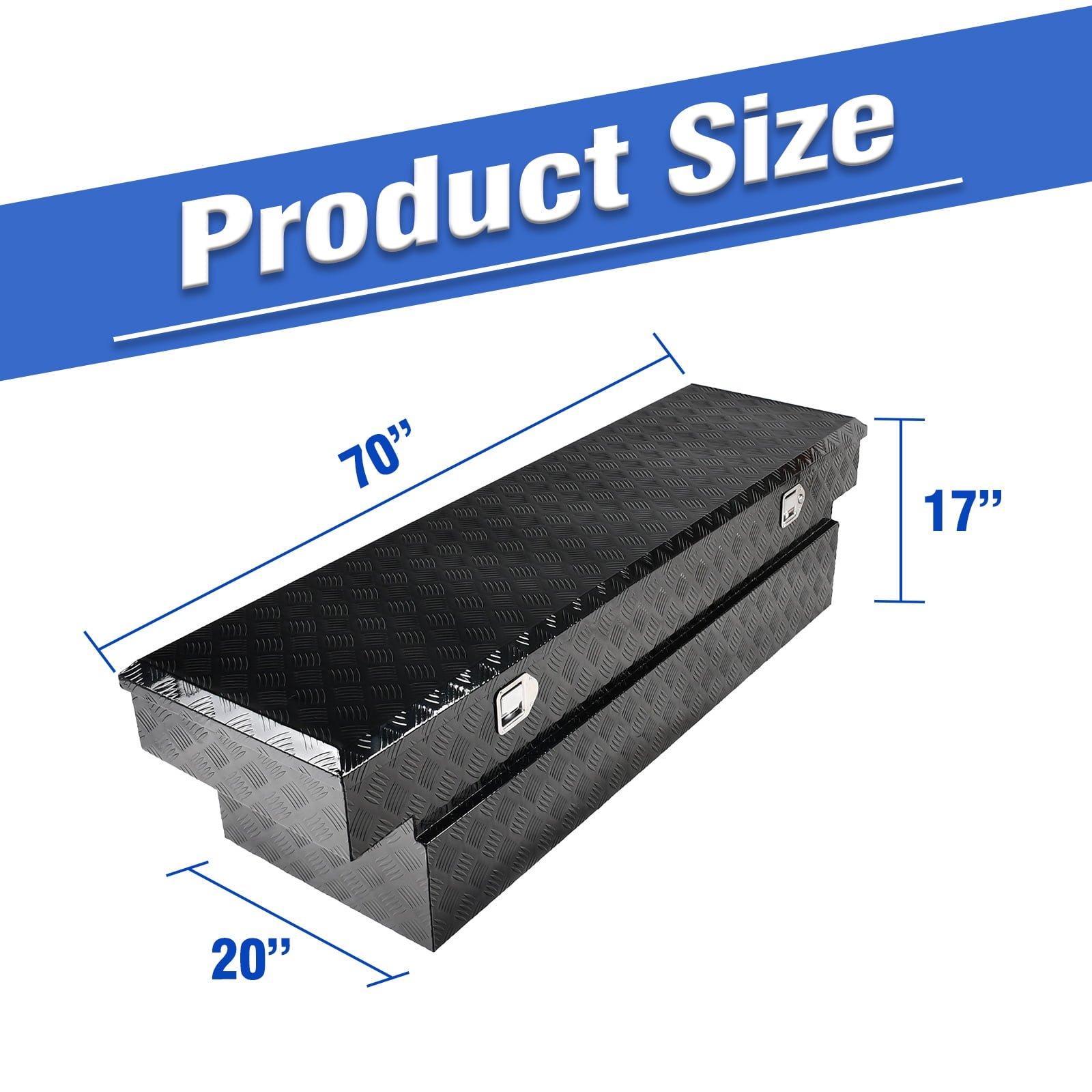 70x20x17 Inch Heavy Duty Aluminum Truck Bed Tool Box Low Profile Trailer Tongue Box for Pickup