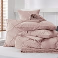 thumbnail image 4 of King Pink Comforter Set - 7 Pieces Pintuck Bedding Sets, Bed in A Bag with Comforters, Sheets, Pillowcases & Shams, 4 of 9