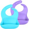 WeeSprout Waterproof Silicone Baby Bibs, Pocket to Catch Food, Set of 2