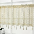 thumbnail image 5 of ZHH Handmade Crochet Cafe Curtains Hollow Window Tassels Kitchen Sheer Curtains Windows Doors Beige 23" x 59" 1 Panel, 5 of 7