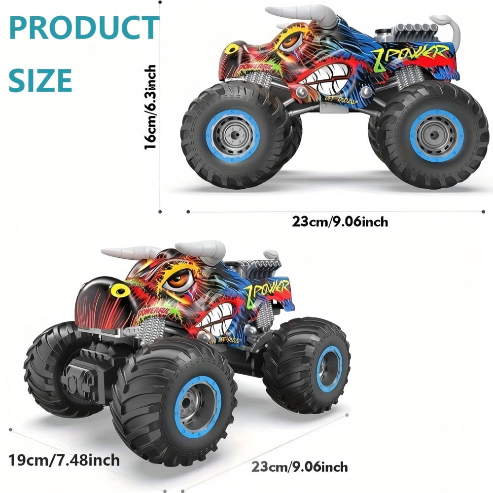 XITZ Triceratops Spray Remote Control Vehicle, 2.4GHz All Terrain Remote Control Monster Cars, 1:16 Monster Truck RC Trucks, Remote Monster Car with Spray Music and Light for Kids