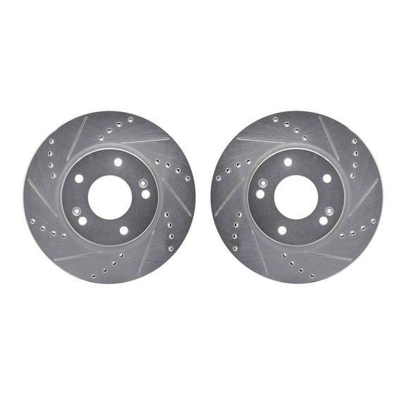 Dynamic Friction Company Front Brake Rotors-Drilled and Slotted-Silver 7002-03021