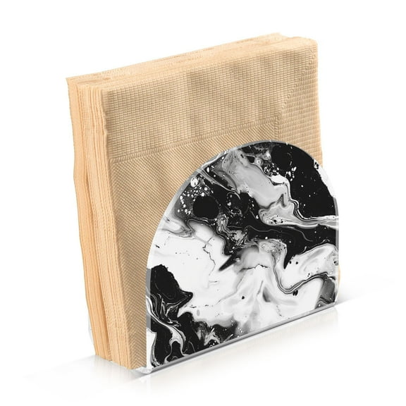 JSTEL Marble Black & White Napkin Holder for Table Cocktail Farmhouse, Paper Napkins Dispenser for Home Kitchen Coffee Shop Dining Room Decor