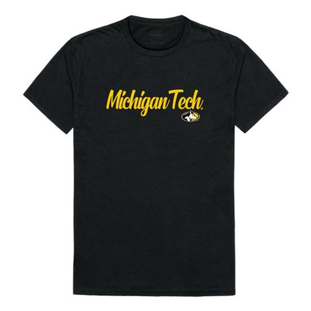 W Republic 554-341-BLK-05 Men Michigan Tech Script T-Shirt, Black - 2XL