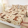 thumbnail image 3 of Manfei Western Cowgirl Cowboy Full Size Sheets, Hippie Boot Hat Bed Sheets, Cartoon Stars Print Sheet Sets, Breathable Home Decor, 4-Piece, 3 of 7