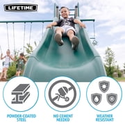 Lifetime Kid's Monkey Bar Adventure Metal Swing Set with Slide, Belt Swings and Trapeze Bar (91028)