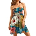thumbnail image 2 of Women's Hawaiian Tropical Dresses Floral Print Strapless Sleeveless Smocked Ruffle Tube Top Dresses Casual Summer Beach Sundress, 2 of 5