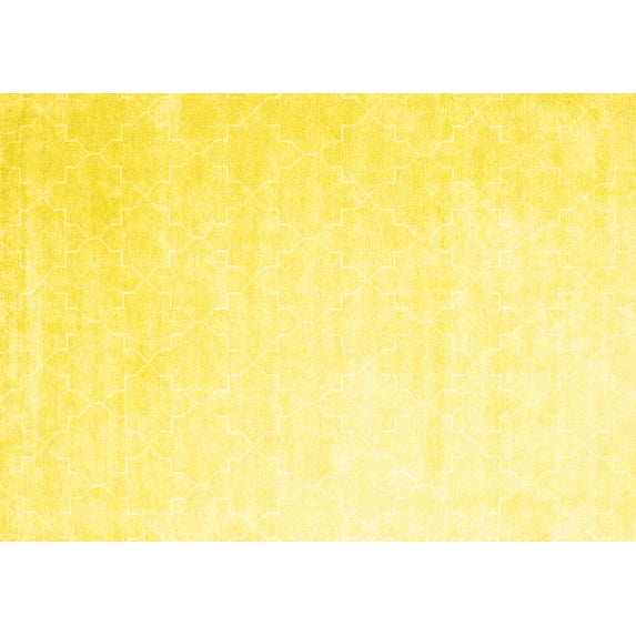 Ahgly Company Machine Washable Indoor Rectangle Abstract Yellow Contemporary Area Rugs, 6' x 9'