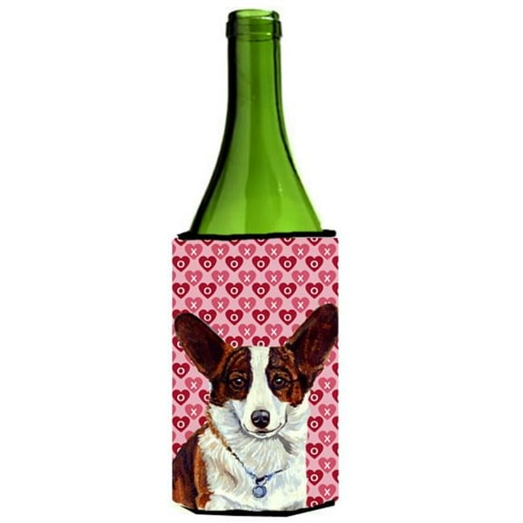 Corgi Hearts Love And Valentines Day Portrait Wine Bottle   Hugger - 24 oz.