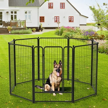 40 inch Tall 8 Panels Metal Mesh Dog Playpen with 2 Door for Large/Medium/Small Dogs Exercise Outdoor Indoor