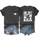thumbnail image 1 of Camisetas de Manga Corta para las Mujeres Carta Impresa Doble Cara Suelta Tee, Casual Vintage Verano Top Mujeres, 1 of 3