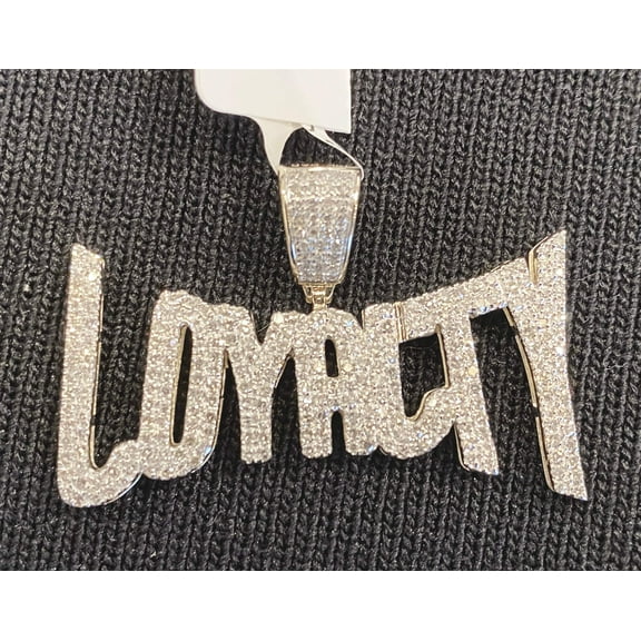 10K SOLID YELLOW GOLD 1.25 CARAT REAL DIAMOND 1.50 INCHES LOYALTY PENDANT CHARM