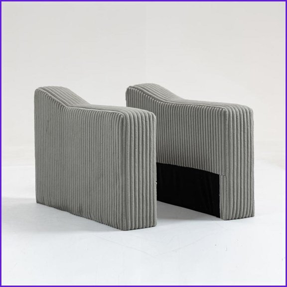 Gray Corduroy Modular Sofa Single Armrest Backrest Module – Convertible, Durable for Living Room | Gray | Corduroy | Square Arms