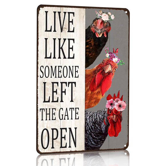 Crazysign Letrero Vintage Para Decoración De Pollo, Con Texto En Inglés "Live Like Everyone Left The Gate Open", Para El Hogar, Gallinero, Valla De Granja, Cocina, Baño, Dormitorio, Decoración De Pare