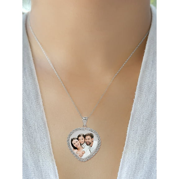 Personalized Portrait Pendant with Rope Heart Frame.