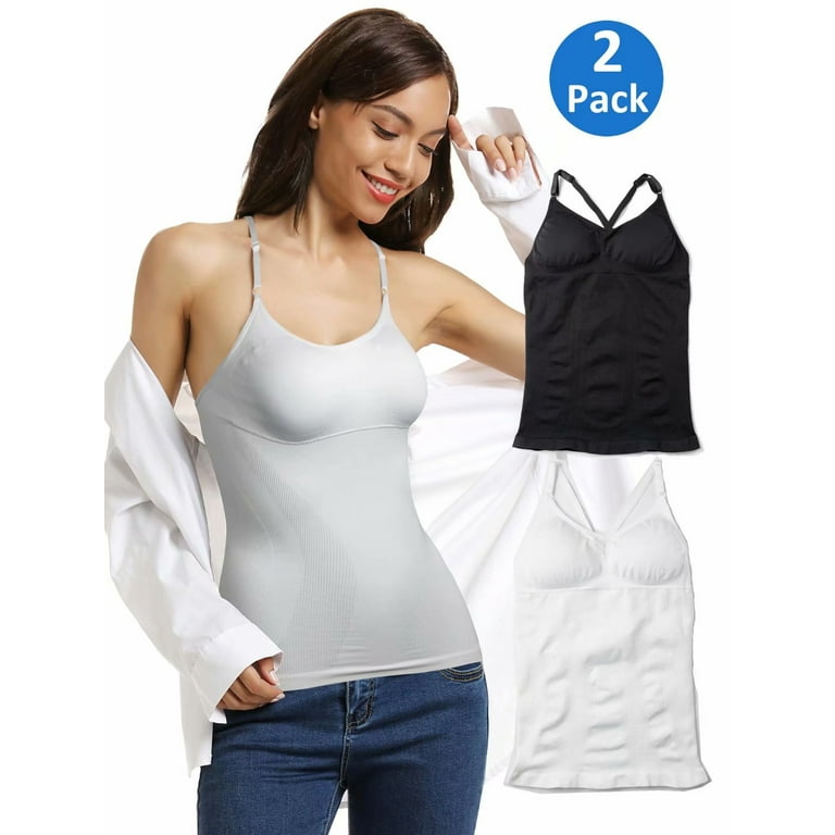 Women Summer Sleeveless Shirt Camisoles Tops with Built In Padded