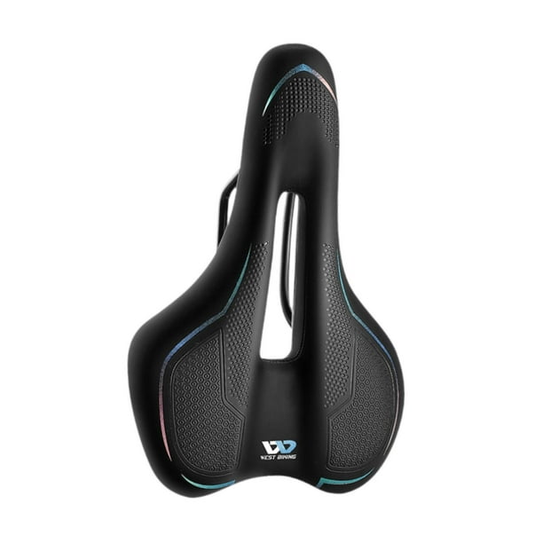 Asiento de ciclismo de esponja, sillín de bicicleta de montaña, suave, transpirable, cómodo, de cuero PU Vistoso
