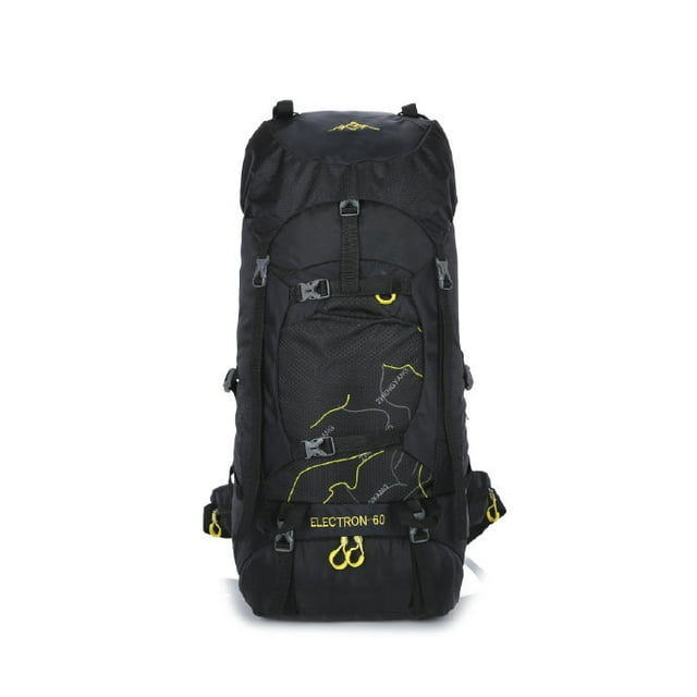 Sac de Randonnée à Cadre Grande Capacité 60 L Sac à Dos de Sport de Voyage Multifonction Ultraléger Déperlant pour Sac à Dos, Randonnée, Camping (27*12*10,3 Pouces) Noir