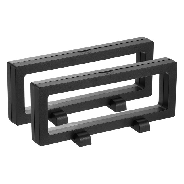 Uxcell 2 Pcs 3D Caja de Exhibición Flotante, Soporte de Marco Flotante de 7.1 x 2.8 x 0.8 Pulgadas, Caja de Almacenamiento de Joyería Transparente de PE, Negra