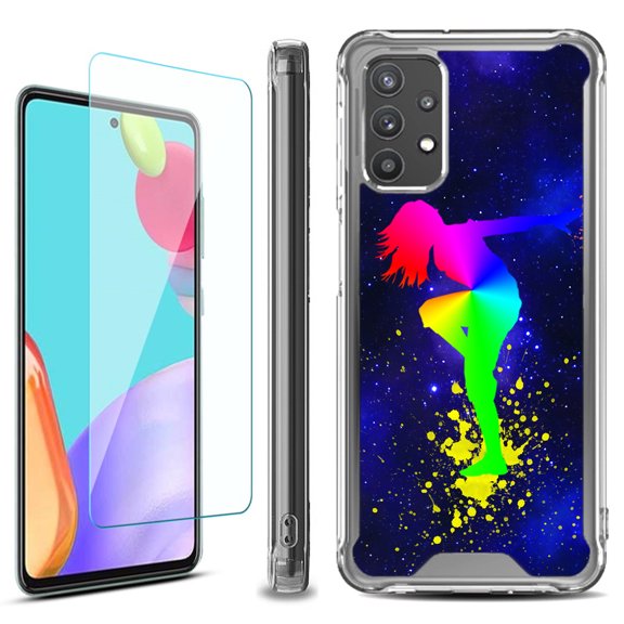 Shockproof Bumper Phone Case for Samsung Galaxy A53 5G, with Tempered Glass Screen Protector, by OneToughShield ® - Cosmos Dance