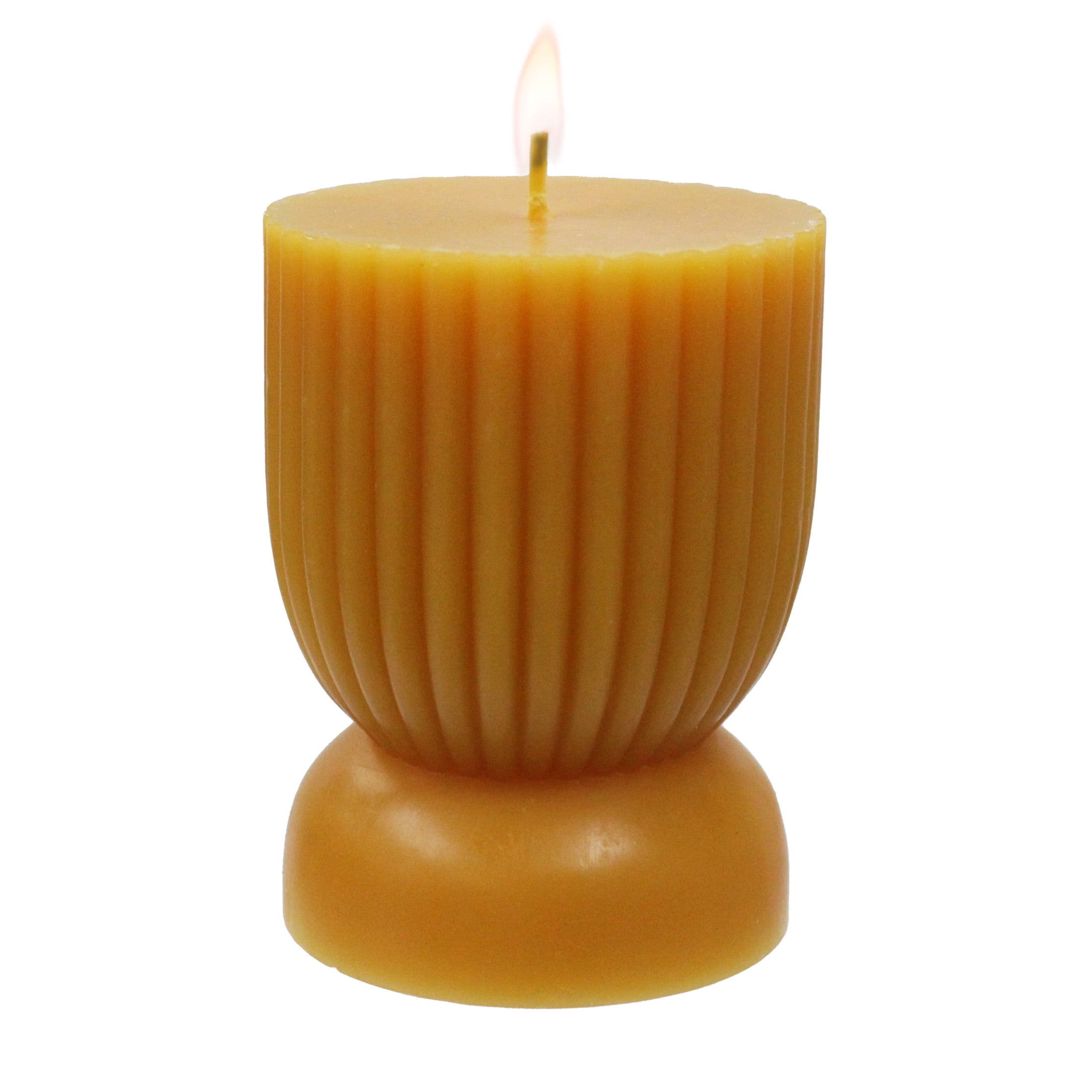 Better Homes & Gardens Unscented Ribbed Pillar Candle, Orange, 3 in x 4 in