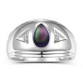 thumbnail image 3 of RYLOS Men's Rings Sterling Silver Ring Timeless Pear Shape Tear Drop Cabochon Gemstone & Diamond Rings; Cabochon Alexandrite Rings For Men Size 9, 3 of 5