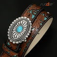 thumbnail image 4 of SUOSDEY Turquoise Buckle Western Leather Belt for Women Men Cowgirl Cowboy Concho Leather Belt, 4 of 6