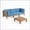 Blue, variant on GDF Studio Dawson Outdoor Modular Acacia Wood Sofa and Table Set with Cushions, Teak and Blue