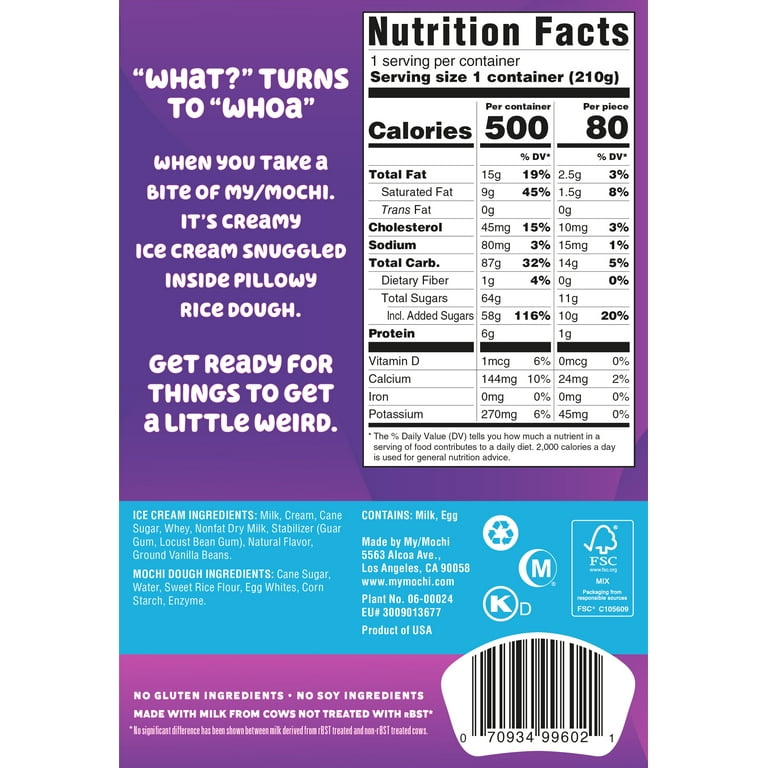 My/Mochi Ice Cream Vanilla Bean, 1.25oz, 6 Count - Walmart.com
