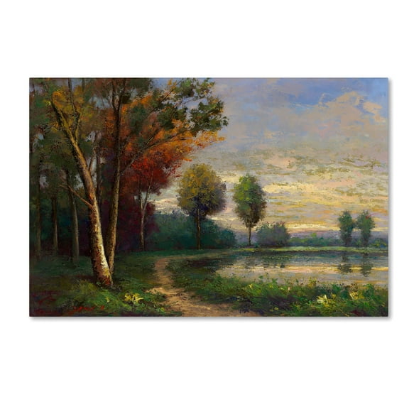 Trademark Fine Art "Landscape with a Lake" Canvas Art by Daniel Moises