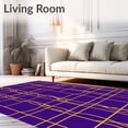thumbnail image 2 of ODIKA 2'x3' Machine Washable Non-Slip Area Rug, Stylized Bold Lines With Interwoven Athletic Symbolic High Traffic Rug with Pad, Purple, 671966, 2 of 8