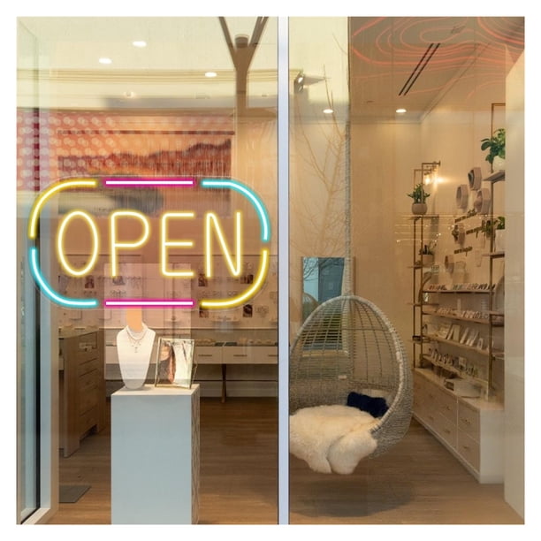 Letrero De Neón OPEN, Ideal Para Salones, Cafeterías Y Escaparates, Con Luz Regulable De 23cmx40cm