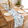 thumbnail image 3 of Aqua Grey Botanical Table Runner - 72 Inch Long Watercolor Spring Floral Summer Leaf Cotton and Linen Blended Dress Scarves Farmhouse Table Runner for Kitchen Dining, Coffee Table, 13" x 72", 3 of 8