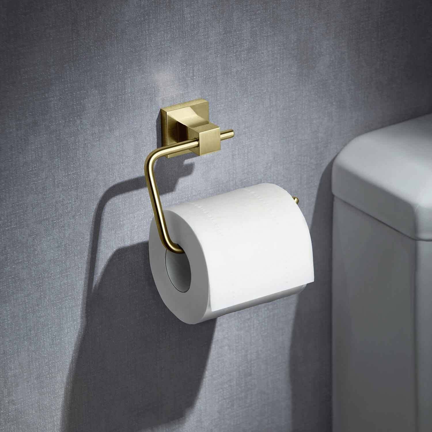 Kibi Cube Bathroom Toilet Paper Holder - Brushed Gold