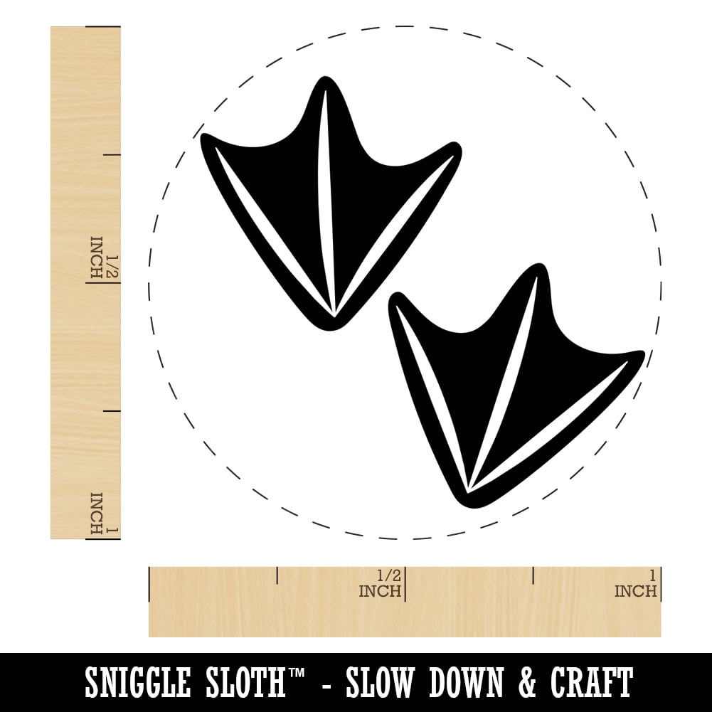 Duck Tracks Footprints Self-Inking Rubber Stamp Ink Stamper - Black Ink - Medium 1 Inch
