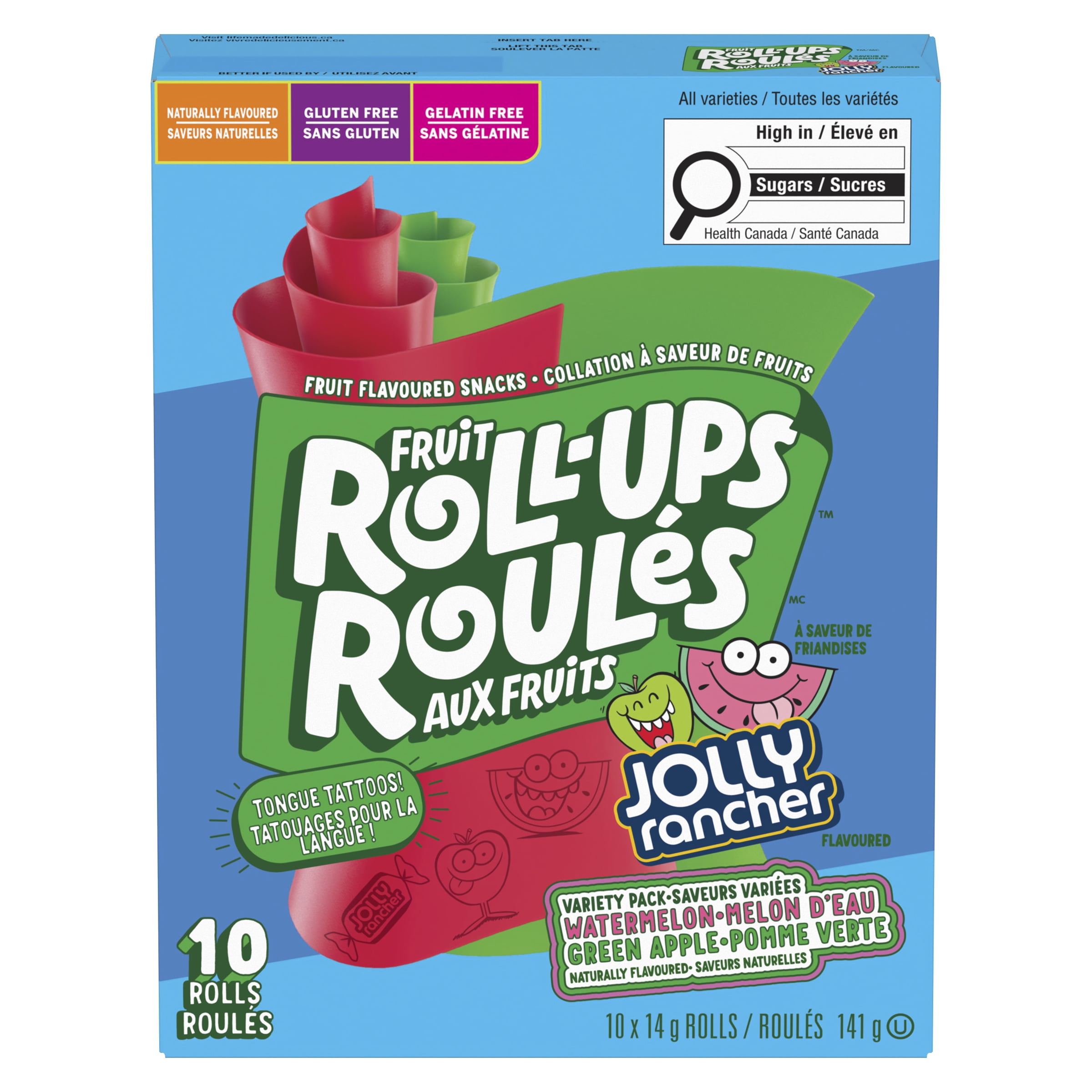 Betty Crocker Roulés aux fruitsMC Saveurs variées - À saveur de Jolly Rancher Pomme verte Melon d'eau