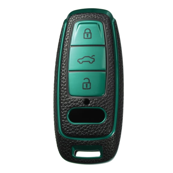 Unique Bargains 1 Pcs TPU 3 Button Keyless Entry Remote Cover Key Fob Cover Fit for Audi A6 Black Green