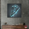 thumbnail image 3 of Blue Glow Sneaker Canvas Wall Art by Notoriart, Black Floater Frame, 40" x 40", 3 of 7