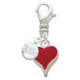thumbnail image 2 of Delight Jewelry Silvertone Small Long Red Heart - Silvertone Clip on Charm with Clear Crystal Drop, 2 of 4