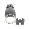 thumbnail image 3 of Spencer Baby Toddler Winter Hat and Glove Set Sherpa Lined Warm Fleece Earflap Beanie Hat & Mitten, Kids Winter Hat for Boys Girls 12-48 Months, Gray, 3 of 10
