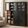 thumbnail image 3 of Furnibear 24" Tall Pantry Cabinet Freestanding Storage with Adjustable Shelves for Living Room Dining Room - Black, 3 of 10