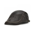 thumbnail image 2 of Hat Berets Men Real Leather Flat Caps Male Adjustable Coffee Duckbill Hat Autumn Winter Luxury Directors Caps ,Easy to Wear, 2 of 7